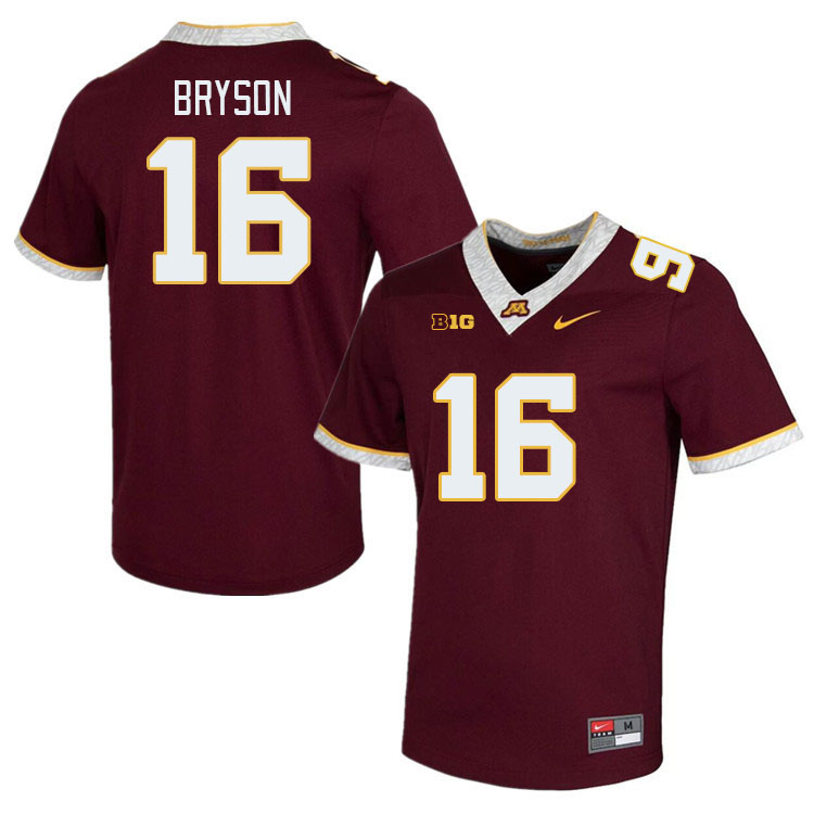 Men #16 Coleman Bryson Minnesota Golden Gophers College Football Jerseys Stitched-Maroon - Click Image to Close
